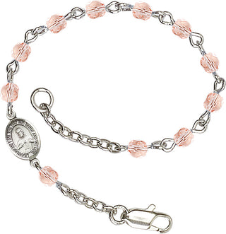 Silver Plated Bracelet with 4mm Pink Fire Polished beads