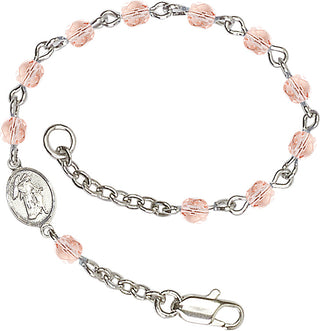 Silver Plated Bracelet with 4mm Pink Fire Polished beads