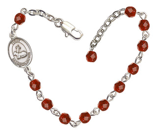 Adjustable Silver Plated 4mm Fire Polished First Reconciliation Bracelet in Ruby