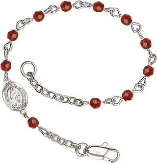 Silver Plated Bracelet with 4mm Ruby Fire Polished beads