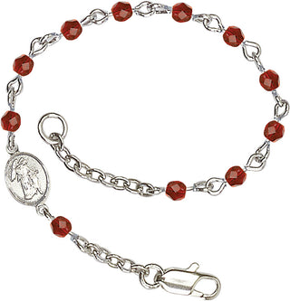 Silver Plated Bracelet with 4mm Ruby Fire Polished beads