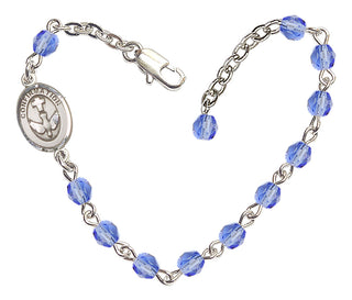 Adjustable Silver Plated 4mm Fire Polished Confirmation Bracelet in Sapphire