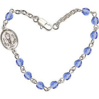 Adjustable Silver Plated 4mm Fire Polished Chalice Bracelet in Sapphire