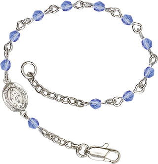 Silver Plated Bracelet with 4mm Sapphire Fire Polished beads
