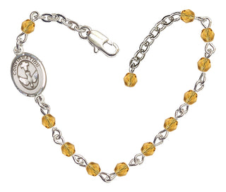 Adjustable Silver Plated 4mm Fire Polished Confirmation Bracelet in Topaz