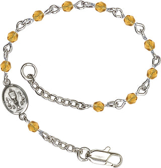 Silver Plated Bracelet with 4mm Topaz Fire Polished beads