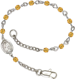 Silver Plated Bracelet with 4mm Topaz Fire Polished beads