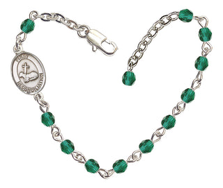 Adjustable Silver Plated 4mm Fire Polished First Reconciliation Bracelet in Zircon