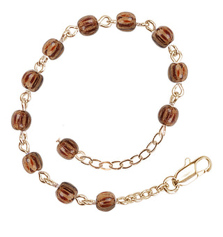 Adjustable Gold Plated 4mm Wood Beaded Bracelet