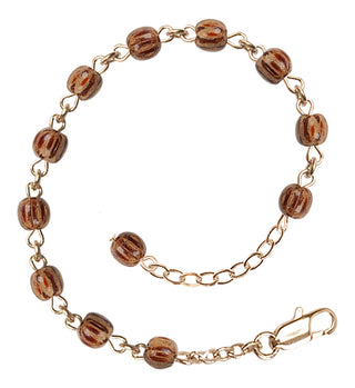 Adjustable 14 Karat Gold 4mm Wood Beaded Bracelet