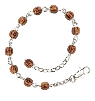 Adjustable Silver Plated 4mm Wood Beaded Bracelet