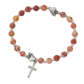 Brown Wood Sacred Heart Rosary