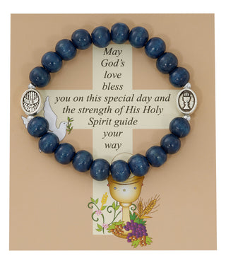 Baby Blue Wood Stretch Bracelete