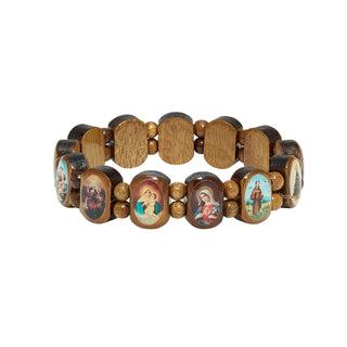 Men'S Size Wood Saint Bracelet