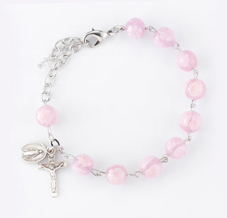 8Mm Pink Venetian Rosary Bracelet