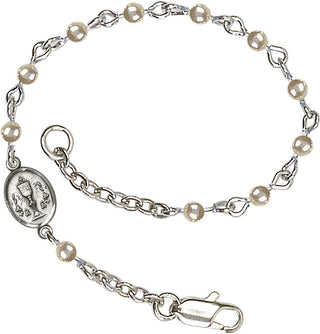 Silver Plated Bracelet with 4mm Faux-Pearl beads