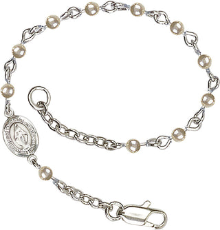 Silver Plated Bracelet with 4mm Faux-Pearl beads