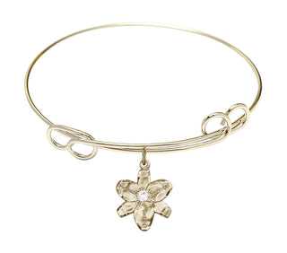 7 1/2 inch Round Double Loop Hamilton Gold Bangle Bracelet with a 14kt Gold Filled Chastity charm.