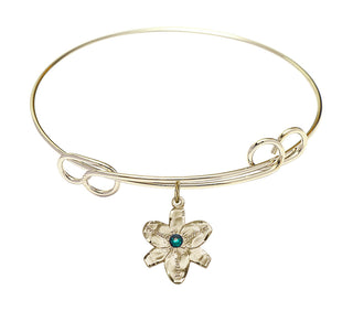 7 1/2 inch Round Double Loop Hamilton Gold Bangle Bracelet with a 14kt Gold Filled Chastity charm.