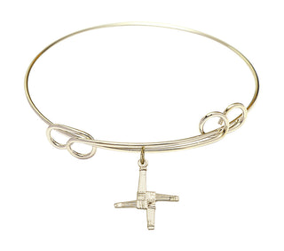 7 1/2 inch Round Double Loop Hamilton Gold Bangle Bracelet with a 14kt Gold Filled Saint Brigid Cross charm.