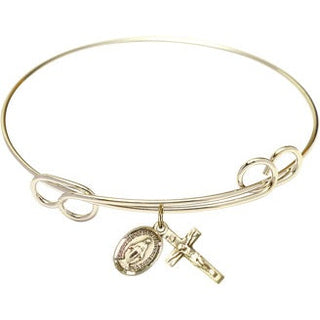 7 1/2 inch Round Double Loop Hamilton Gold Bangle Bracelet with a 14kt Gold Filled Miraculous charm.