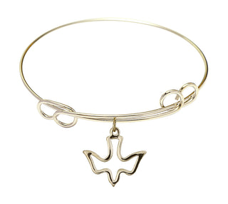 7 1/2 inch Round Double Loop Hamilton Gold Bangle Bracelet with a 14kt Gold Filled Holy Spirit charm.