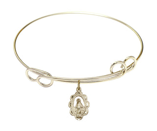 7 1/2 inch Round Double Loop Hamilton Gold Bangle Bracelet with a 14kt Gold Filled Miraculous charm.
