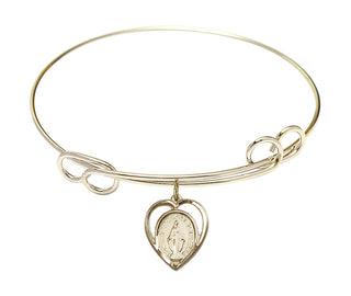 7 1/2 inch Round Double Loop Hamilton Gold Bangle Bracelet with a 14kt Gold Filled Miraculous charm.
