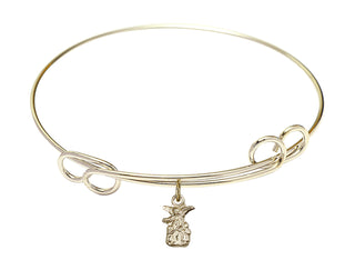 7 1/2 inch Round Double Loop Hamilton Gold Bangle Bracelet with a 14kt Gold Filled Littlest Angel charm.