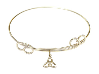 7 1/2 inch Round Double Loop Hamilton Gold Bangle Bracelet with a 14kt Gold Filled Trinity Irish Knot charm.