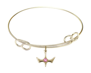 7 1/2 inch Round Double Loop Hamilton Gold Bangle Bracelet with a 14kt Gold Filled Holy Spirit charm.