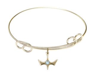 7 1/2 inch Round Double Loop Hamilton Gold Bangle Bracelet with a 14kt Gold Filled Holy Spirit charm.