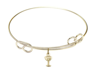 7 1/2 inch Round Double Loop Hamilton Gold Bangle Bracelet with a 14kt Gold Filled Chalice charm.