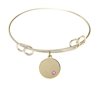 7 1/2 inch Round Double Loop Hamilton Gold Bangle Bracelet with a 14kt Gold Filled Plain Disc charm.