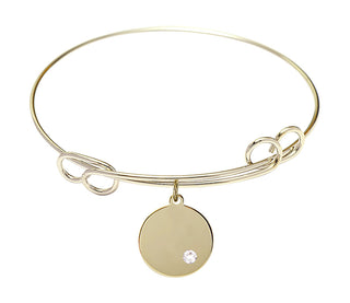 7 1/2 inch Round Double Loop Hamilton Gold Bangle Bracelet with a 14kt Gold Filled Plain Disc charm.