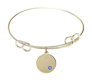 7 1/2 inch Round Double Loop Hamilton Gold Bangle Bracelet with a 14kt Gold Filled Plain Disc charm.
