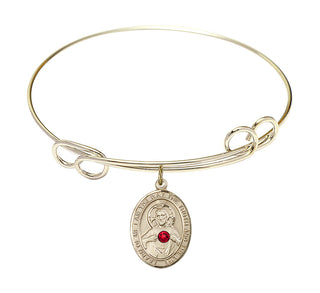 7 1/2 inch Round Double Loop Hamilton Gold Bangle Bracelet with a 14kt Gold Filled Scapular charm.