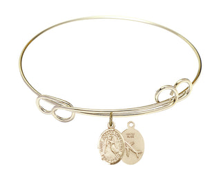 7 1/2 inch Round Double Loop Hamilton Gold Bangle Bracelet with a 14kt Gold Filled Saint Joseph of Cupertino charm.