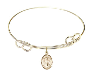 7 1/2 inch Round Double Loop Hamilton Gold Bangle Bracelet with a 14kt Gold Filled Saint Casimir of Poland charm.