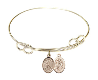 7 1/2 inch Round Double Loop Hamilton Gold Bangle Bracelet with a 14kt Gold Filled Saint Sebastian/Ice Hockey charm.