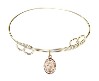 7 1/2 inch Round Double Loop Hamilton Gold Bangle Bracelet with a 14kt Gold Filled Saint John of Capistrano charm. Engraved Catholic Saint Jewelry