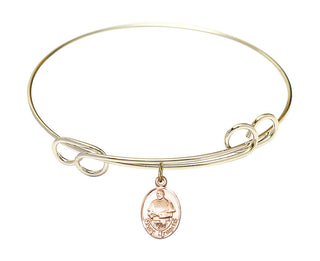 7 1/2 inch Round Double Loop Hamilton Gold Bangle Bracelet with a 14kt Gold Filled Pope Francis charm.