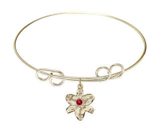8 inch Round Double Loop Hamilton Gold Bangle Bracelet with a 14kt Gold Filled Chastity charm.