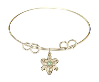8 inch Round Double Loop Hamilton Gold Bangle Bracelet with a 14kt Gold Filled Chastity charm.