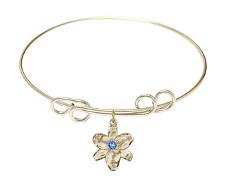 8 inch Round Double Loop Hamilton Gold Bangle Bracelet with a 14kt Gold Filled Chastity charm.