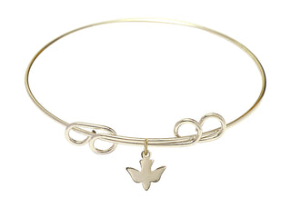 8 inch Round Double Loop Hamilton Gold Bangle Bracelet with a 14kt Gold Filled Holy Spirit charm.