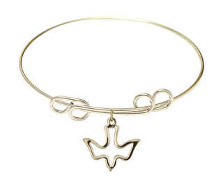 8 inch Round Double Loop Hamilton Gold Bangle Bracelet with a 14kt Gold Filled Holy Spirit charm.