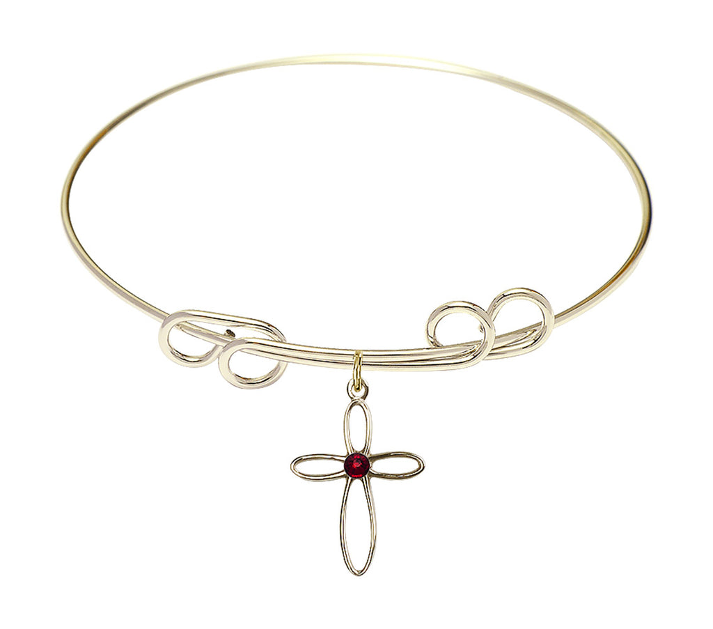 Gold Bangle Bracelet with Loop Cross Charm – CatholicShop.com