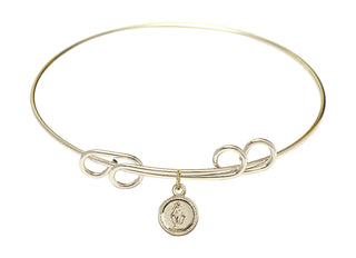 8 inch Round Double Loop Hamilton Gold Bangle Bracelet with a 14kt Gold Filled Miraculous charm.