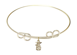 8 inch Round Double Loop Hamilton Gold Bangle Bracelet with a 14kt Gold Filled Littlest Angel charm.